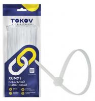 Хомут кабельный нейлоновый бел. 3.6х250 (уп.100шт) "TOKOV ELECTRIC"