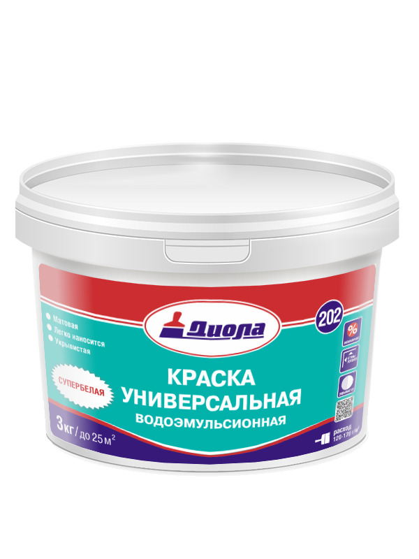 Краска ВД Диола-202 3кг универсальная (8)