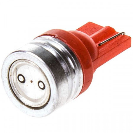 Автолампа диод T10 (W5W) 12V 1SMD без цоколя Радиатор Красный