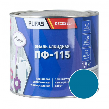 Эмаль ПФ-115 голубая 1,9кг ПУФАС Decoself