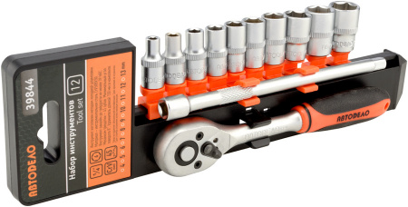 Набор головок 12 предметов 1/4" 6-гр. с трещеткой (4-13мм) KT 700320