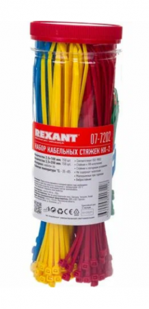 Набор хомутов 100мм; 200мм НХ-2 разноцвет. нейл. (300шт.) REXANT 