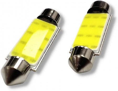 Автолампа диод T11 (C5W) 12V 4SMD 41мм Белая (уп.2шт)
