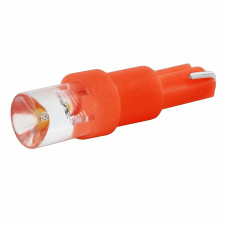 Автолампа диод T5 (W1,2W) 12V 1LED без цоколя конусный Красный