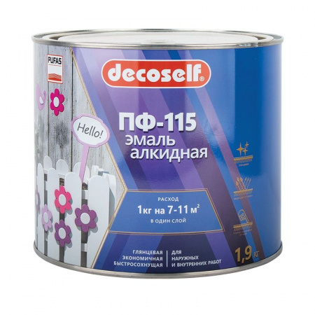Эмаль ПФ-115 светло-серая 1,9кг ПУФАС Decoself