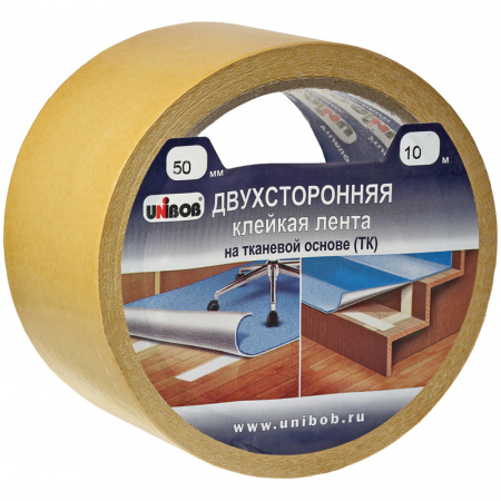 Скотч 2-ух сторонний 50мм*10м UNIBOB основа-ткань
