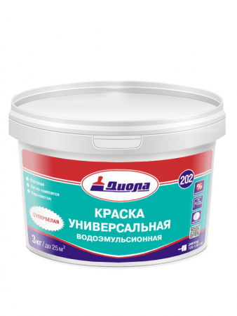 Краска ВД Диола-202 1.5кг универсальная (12)