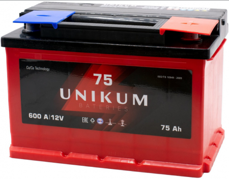 Аккумулятор 6СТ-75 UNIKUM обр.пол.