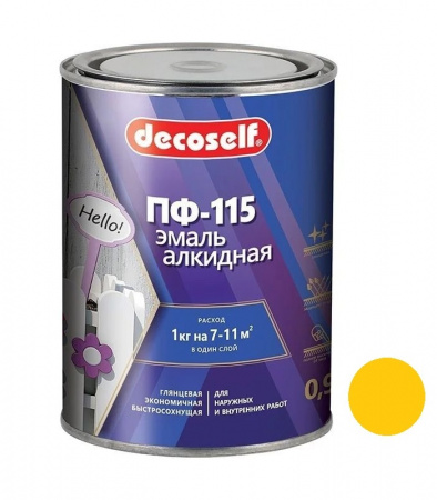 Эмаль ПФ-115 желтая 0,9кг ПУФАС Decoself