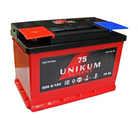Аккумулятор 6СТ-75 UNIKUM прям.пол.
