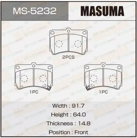 Колодки дисковые Masuma MS-5232 МаздаДэмио, КИА-РИО